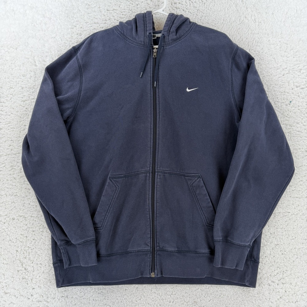 Nike Hoodie Mens 2XL Blue Full Zip Fleece Embroidered Swoosh 347573-405